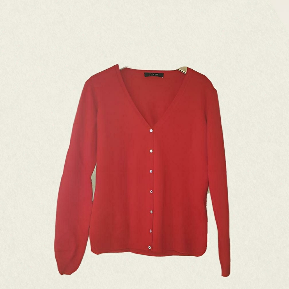 Giorgiolini red cashmere cardigan, Made in Italy, Small
